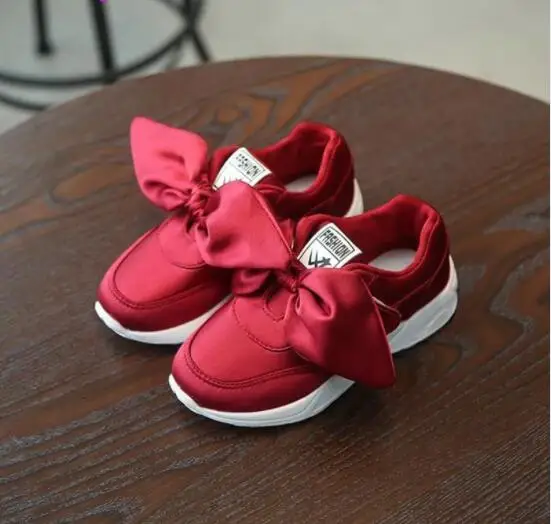 

Kids Girls Shoes With Bow Fashion Sneaker Children Baby Girl Casual Sport Shoes Princess Cute Soft Shoes in stock