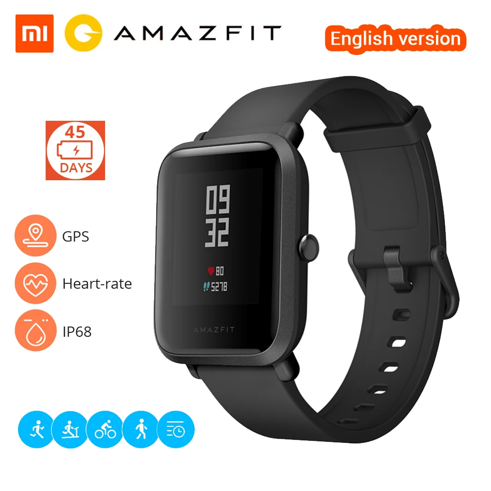 

xiaomi Amazfit Bip Smart Watch [English Version] Huami GPS Smartwatch Android iOS Heart Rate Monitor 45 Days Battery Life IP68