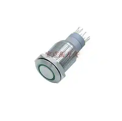 Stainless Flat Head Blue Led Light 16mm 12V 2NO 2NC Push Button Switch Latched