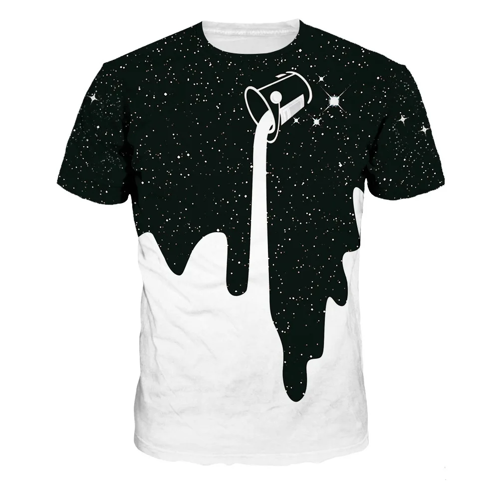Новая модная летняя женская футболка с принтом кота молнии, 3d футболки с рисунком галактики и космоса, женские топы