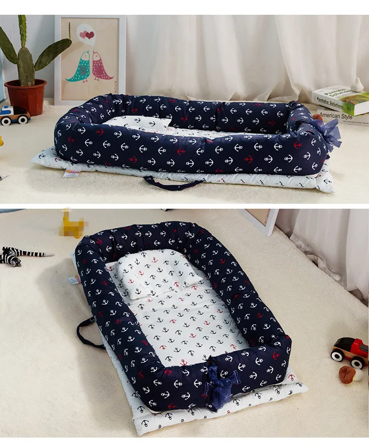 0-24 м детская переносная кровать-Гнездо Складная детская кроватка для новорожденных Детское постельное белье дорожная детская кровать для младенцев с бампером бионический коврик для кроватки