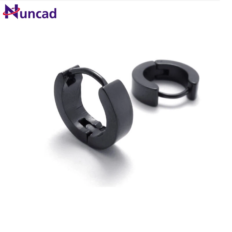 

Nuncad Stainless Steel Punk Black Men's Small Earrings pendientes mujer moda oorbellen Male Accessories Free Shipping