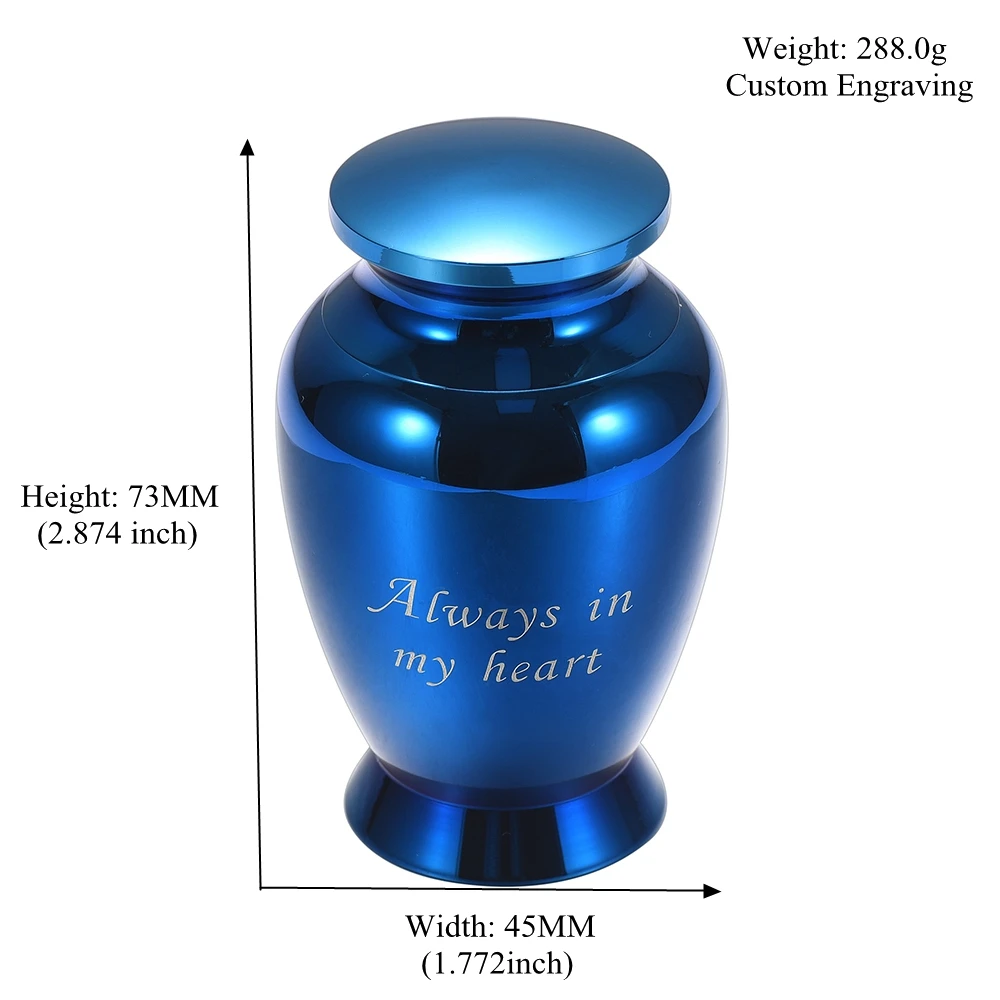 

LKJ001 Custom Engraving "Always In My Heart" Funeral Urn Human/ Animal Casket Ashes Holder Memorial - Loss of Love Cremation Jar