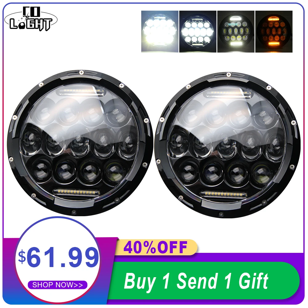 

CO LIGHT For Lada Niva 7inch Led Headlight 75W 35W Hi/Low Beam Angle Eyes DRL Turn Singal Headlamp for Jeep Wrangler Offroad 4x4