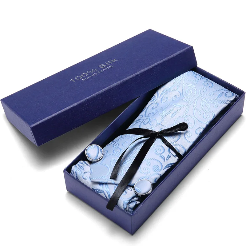 35 стильный галстук набор Hanky запонки с подарочной коробкой жаккардовый тканый качественный набор галстуков для мужчин Свадебная вечеринка много аксессуаров - Цвет: SC92