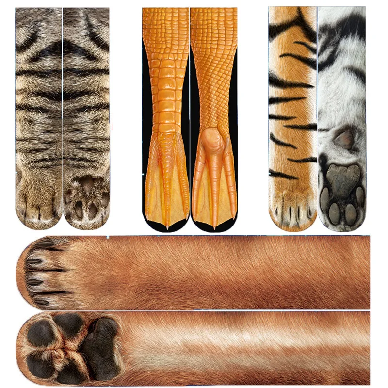 

New Fashion 3d Print Animal Foot Hoof Socks Adult Digital Simulation Socks Unisex Tiger Dog Cat Funny Sock Harajuku Crew Socks