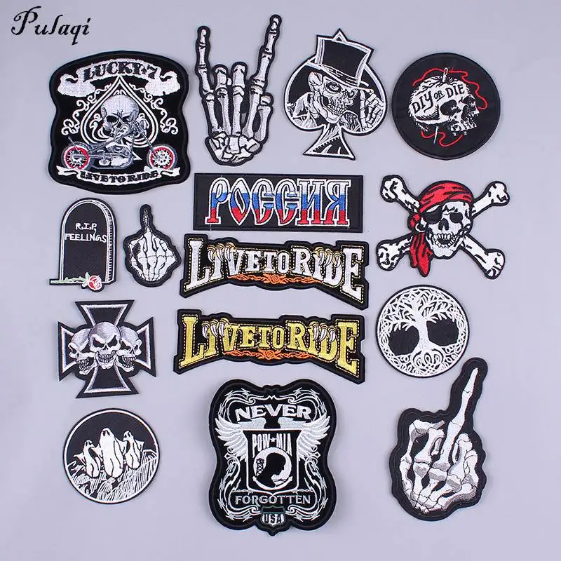 

Pulaqi Punk Patches Clothes Stickers Sewing On Sew-on Diy Venom Embroidery Patch Jeans Stripes On Clothes Ironing Applications H