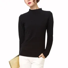 MOBTRS женская футболка плюс размер футболка Базовая Женская однотонная женская футболка с круглым вырезом повседневная женская футболка с длинным рукавом Большие размеры женские топы