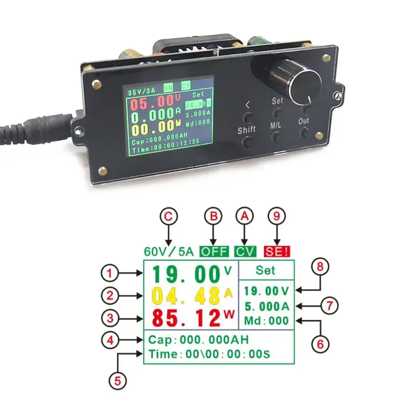 DPX6005S Регулируемый блок питания напряжения с 1," ЖК-дисплеем