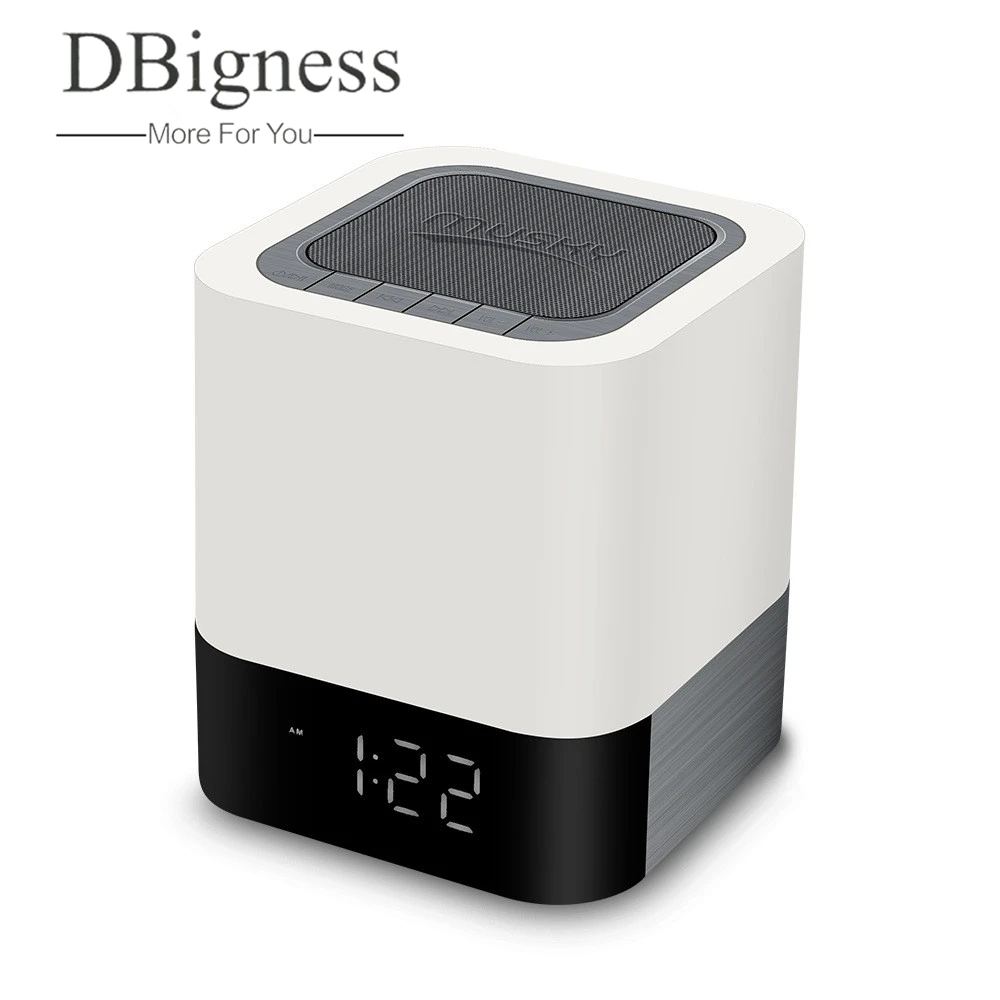 

Dbigness Wireless Bluetooth Speaker with LED Light Stereo Support AUX TF USB MP3 Play Time Alarm Portable Speaker Touch Sensor