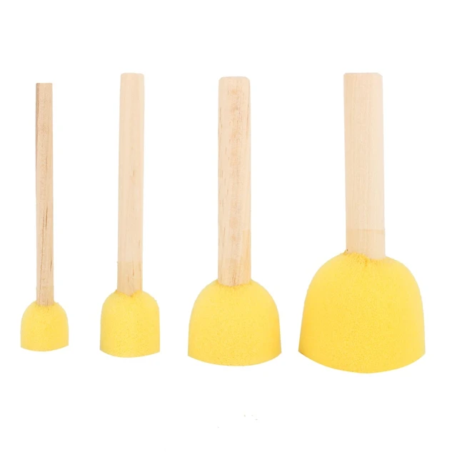 20pcs Round Sponges Brush Set Stencil Sponge Brushes DIY Painting Sponges  Children Drawing Craft Brushes with Wood Handle