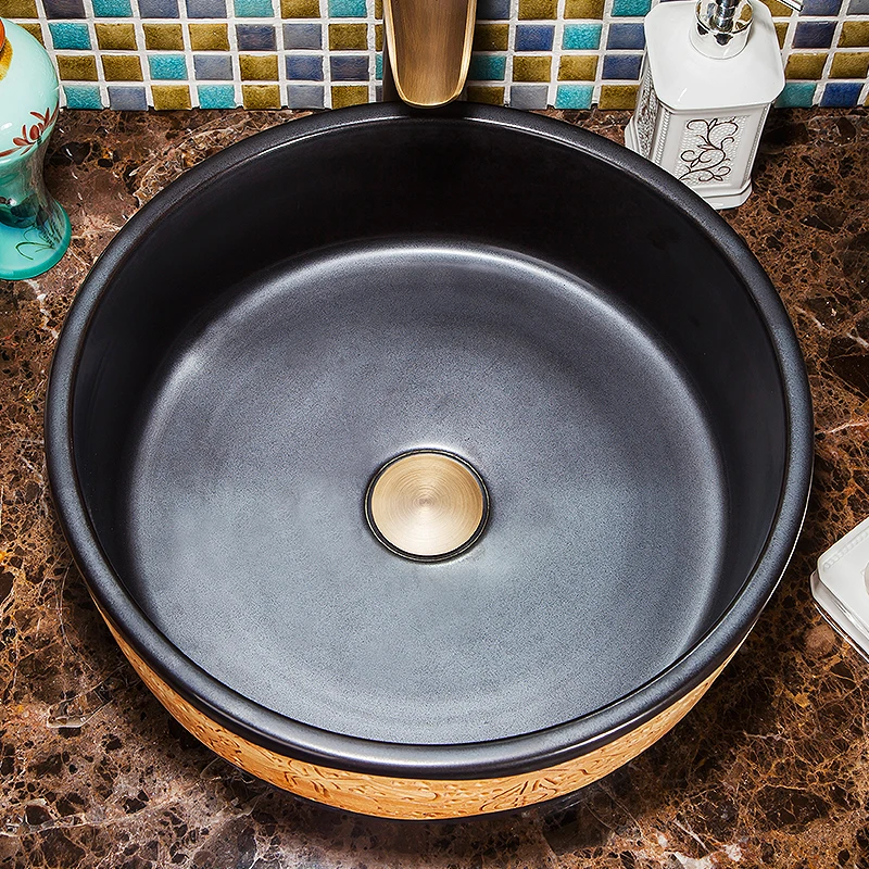 Europe style washbasin sink Jingdezhen Art Counter Top ceramic bathroom sink ceramic art wash basin for bathroom sinks (5) - 