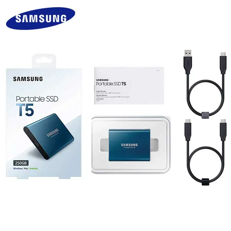 Samsung ssd 500 Гб usb 3,0 type-c жесткий диск HD T5 Портативный usb 3,1 внешний твердотельный накопитель для ноутбуков, ноутбуков, ПК Внешний ssd