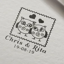 40 мм Сова Персонализированная Свадебная самоувлажняющаяся подушка для штампов бизнес семья обратный адрес круглая таможенная печать имя и дата