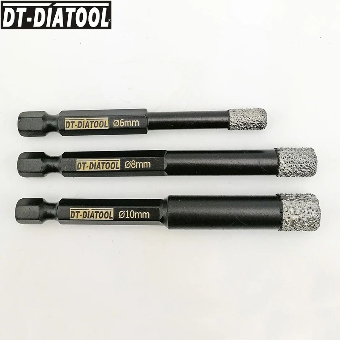 DT-DIATOOL 3pcs Diameter 6/8/10/12MM Quick-fit Hex Shank Dry Diamond Drilling Core Bits Drill Hole Saw with Diamond Length 10mm DT-DIATOOL 3pcs Diameter 6/8/10/12MM Quick-fit Hex Shank Dry Diamond Drilling Core Bits Drill Hole Saw with Diamond Length 10mm