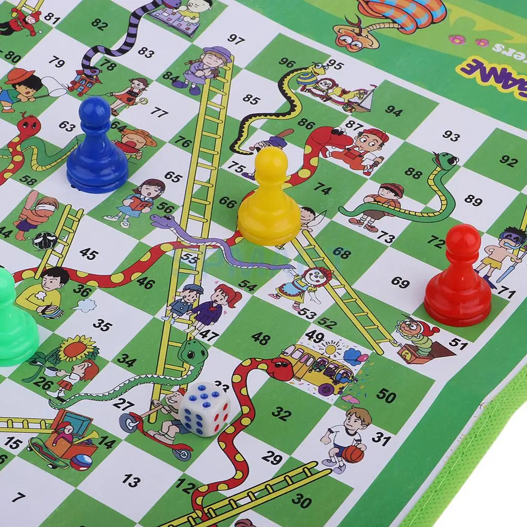 Mini Travel Chess Ludo Game Snake&Ladder Kids Children Portable Flying Chess Board Novelty Family Game Party Toys 38cm x 27cm
