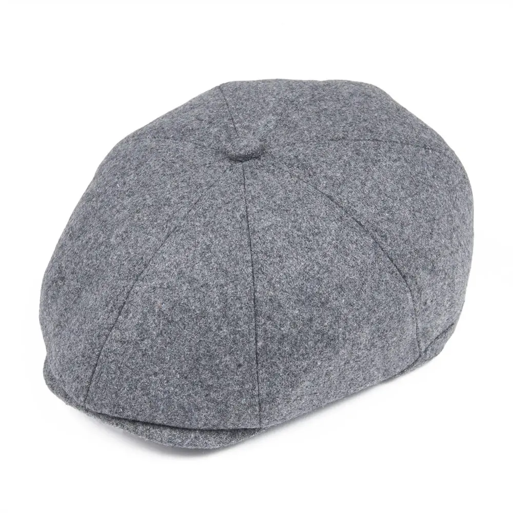 VOBOOM Grey Felt Wool Tweed Newsboy Cap Men Women Flat Ivy Caps