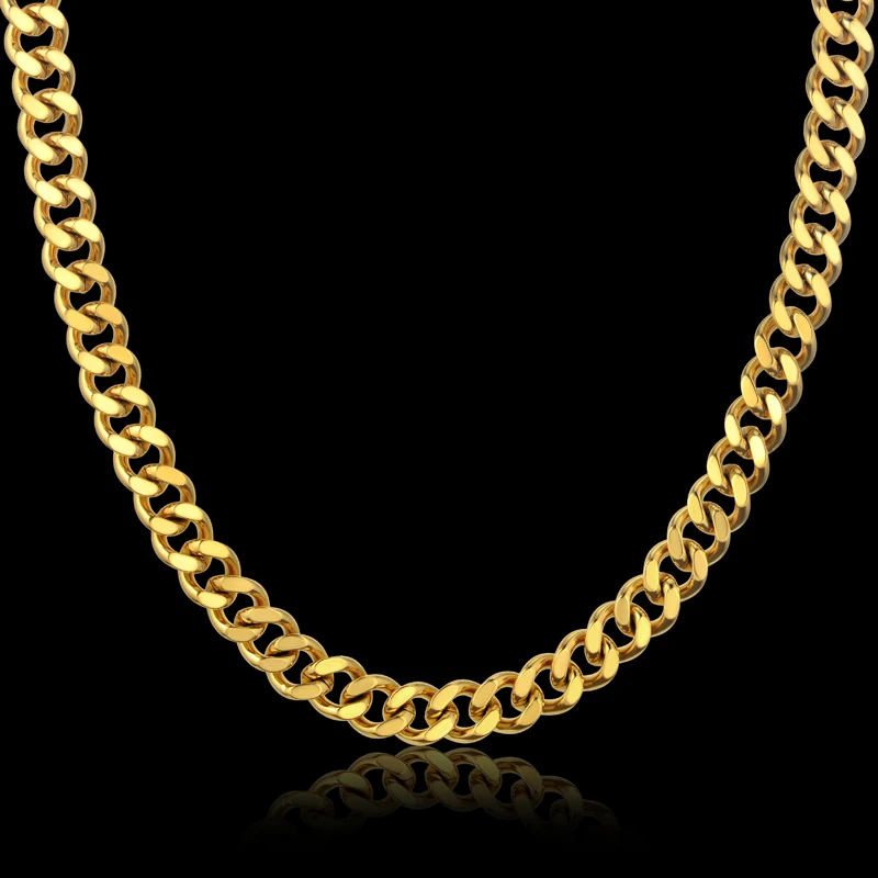 Хип-хоп кубинское толстое ожерелье с цепочкой золотого цвета, мужские цепочки из нержавеющей стали, колье, длинное мужское ожерелье, ювелирное изделие для мужчин