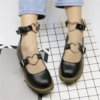 

Japanese Lolita Black Shoes Sneakers Love Sweet Princess Cute Student Cos Cosplay Nude Shoes Heart ring shoe A