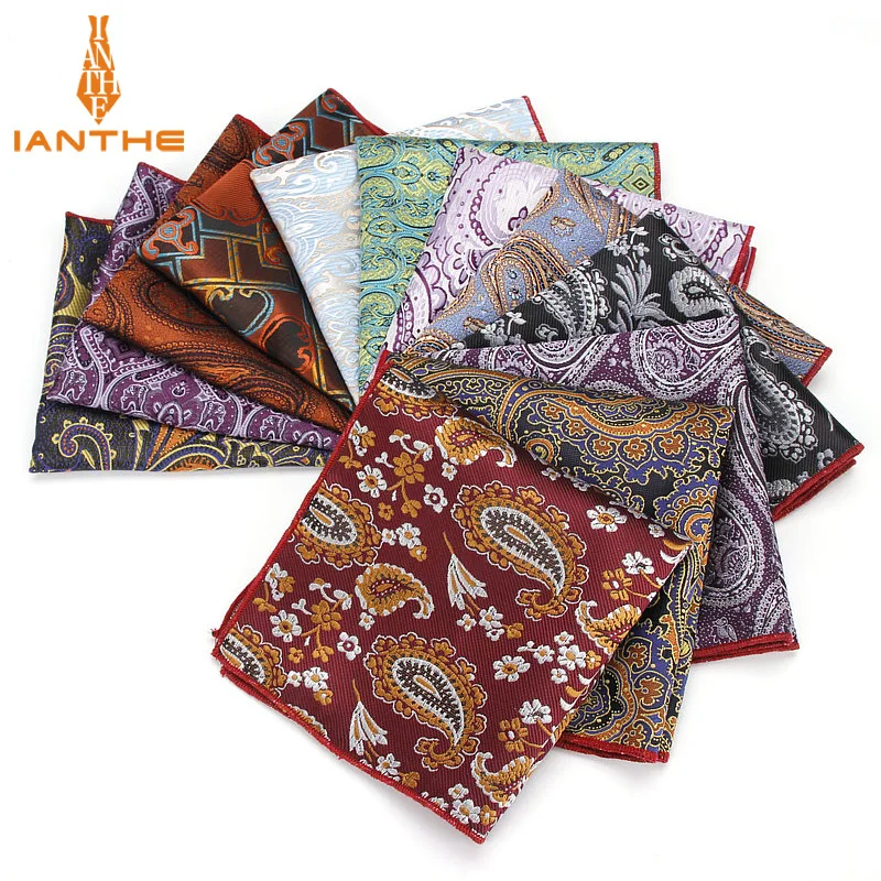Brand Paisley Silk Handkerchiefs Woven Mens Pattern Hanky Mens Business
