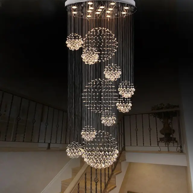 Modern Large Crystal Chandelier Light Fixture Foyer Long Spiral Modern Large Crystal Chandelier Light Fixture Foyer Long Spiral Re Ceiling Led Lamp Hotel