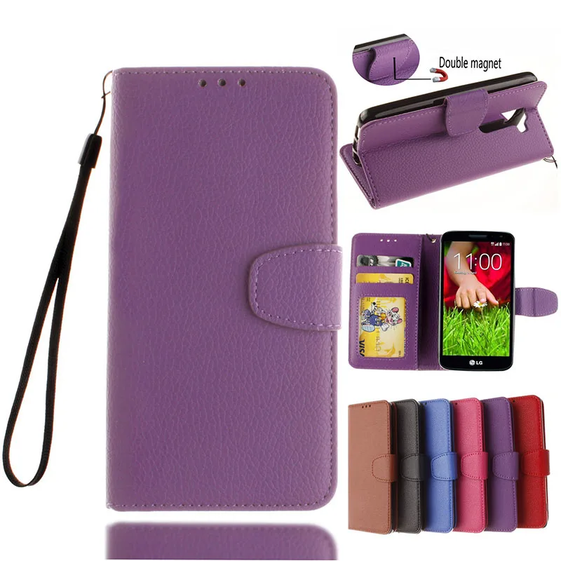 Роскошный чехол для LG G2 Mini кожаный силиконовый чехол-книжка флип-чехол для LG G2 Mini D620 D618 G2Mini чехол для телефона Coque Fundas - Цвет: Фиолетовый