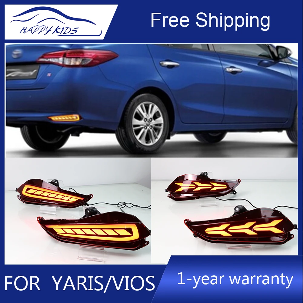 

Car styling LED Bumper Lights For Toyota Yaris Ativ Vios 2018 Reflector Bumper Lamp brake Light Driving+Reverse+signal Light