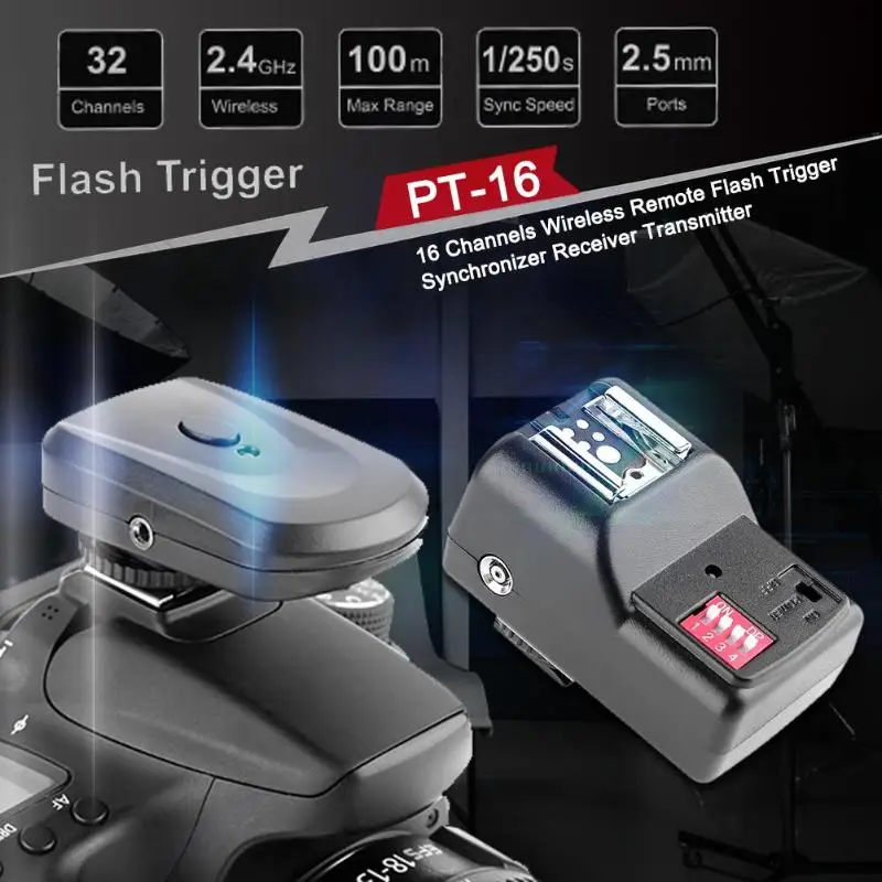 16-канальный видеорегистратор Беспроводной пульт дистанционного управления для лампы-вспышки триггер для вспышки с мигалкой синхронизатор приемник для цифровой зеркальной камеры Canon Nikon sony Pentax DSLR Камера