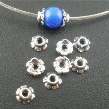 

2500Pcs Silver Tone Tiny Flower Metal End Bead Caps Fits 4-5mm Beads Jewelry DIY Component 3mm
