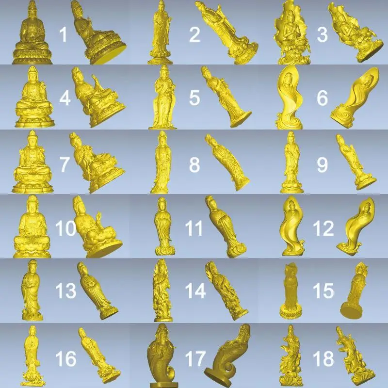 54 шт. для выбрать богиня Guanyin_Avalokitesvara 3D STL модели для 4 оси резные фигуры ЧПУ маршрутизатор гравер artcam