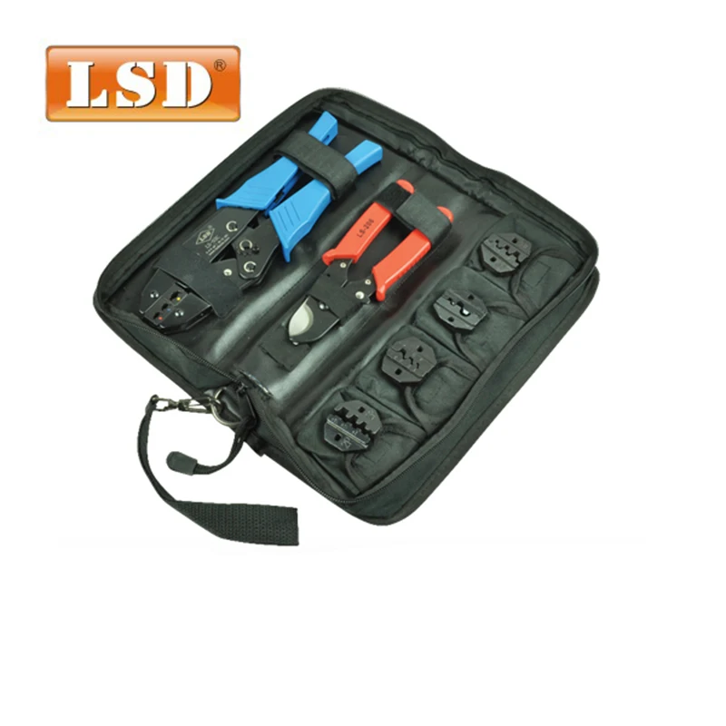 

hand crimping tool kit for crimping terminals and connectors with cable cutter and replaceable dies LS-K03C,crimping die set