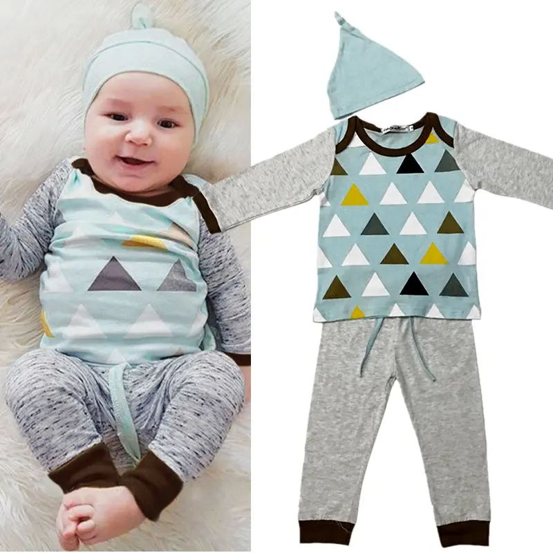 

Newborn Casual Baby Girl Clothing Sets Infant Clothing Baby Boy Clothes Long Sleeve Hat+T-shirt +Pants 3pcs Suit
