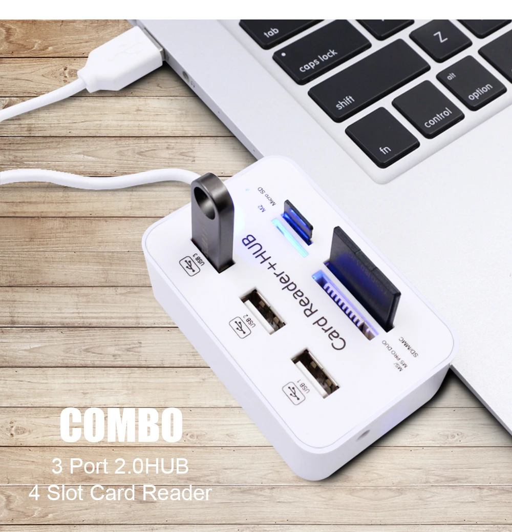 USB Hub разветвитель USB 2,0 3 Порты MicroSD/TF/SD/MMC Card Reader высокое Скорость Multi USB концентратор All In One USB 2,0 хаб для ПК телефон