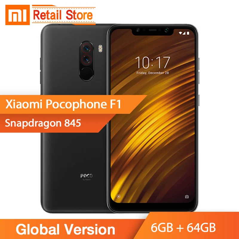 

In Stock Global Version Xiaomi PocoPhone F1 6GB 64GB Snapdragon 845 6.18'' 2246*1080 Full Screen Dual Camera Poco Phone F1 FCC