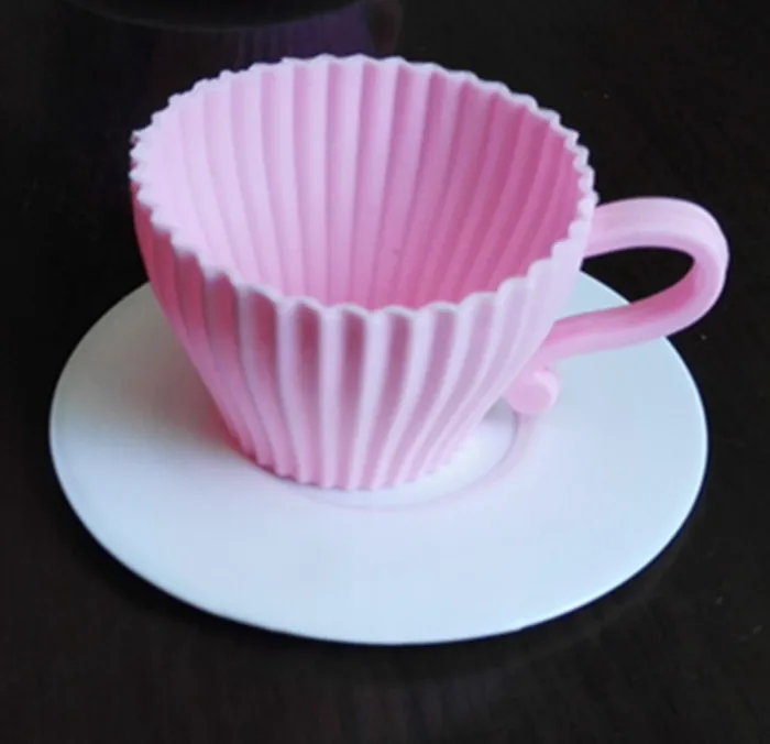 1 комплект из 4 предметов, новая белая кофейная чашка с чашкой силиконовая форма для капкейков с блюдцем, бумажная формочка для выпечки для детской вечеринки+ 4 шт. блюдца