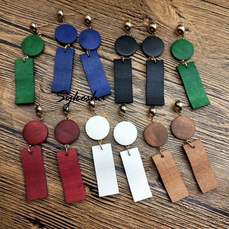 

2019 Wholesale Ethnic Handmade Waved Wooden Earrings Personality Fashion Jewelry For Women Girls 6 Colors Christmas Party Gift