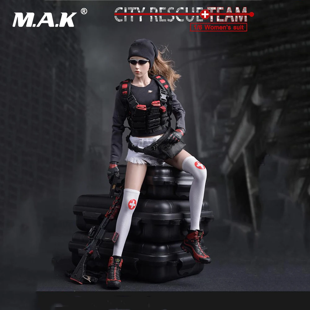 

2017 FG046 1:6 Woman's Suit 12 inches Female Soldier Action Figure Body City Rescue Team Clothes Set Accessory