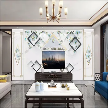 

HD Modern Living Room Jazz White Marble Textured Geometric Floral Mural Wallpaper Custom Simple Luxury Home Decor Wall Paper 3D