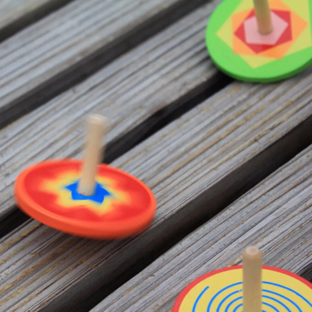 Новые Классические игрушки цветные красочные деревянные волчок Woden Игрушки Intelligence Gyro игрушка цвет в ассортименте 1 шт