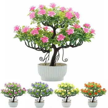 

1Pc Plastic Vivid Color Artificial Flower Tree Potted Bonsai Home Office Garden Desktop Party Decor Non-fading