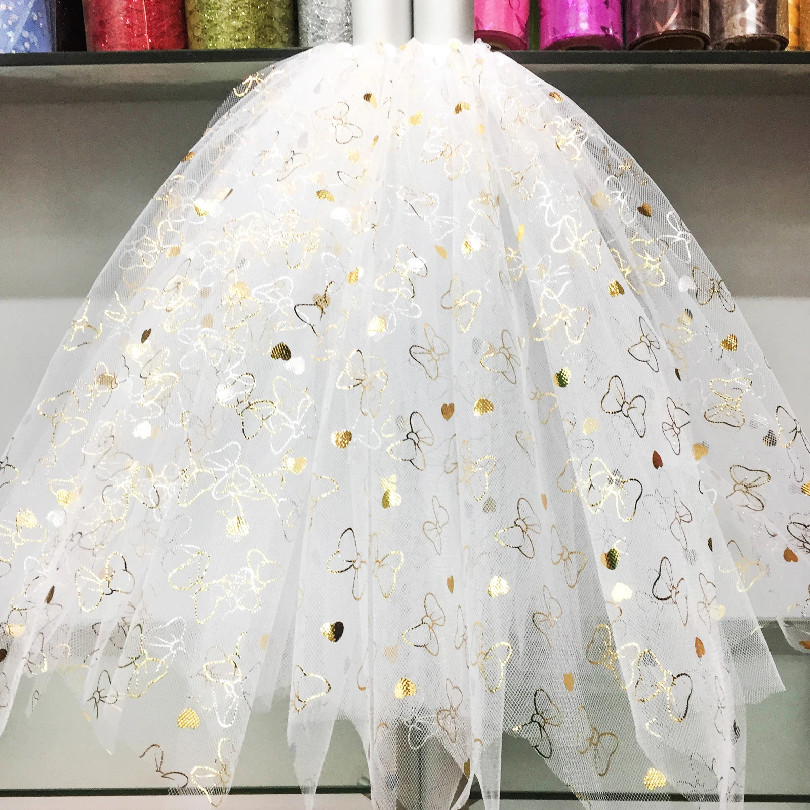 

Butterfly Heart Sequin Tulle Roll 10 Yards 15cm Spool Tutu Wedding Deco Organza Laser DIY Craft Birthday Party Supplies