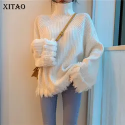 [XITAO] Мода Новый зима весна лоскутное кисточкой водолазка полный пуловер одноцветное цвет повседневное толстый вязаный SweaterWBB1329