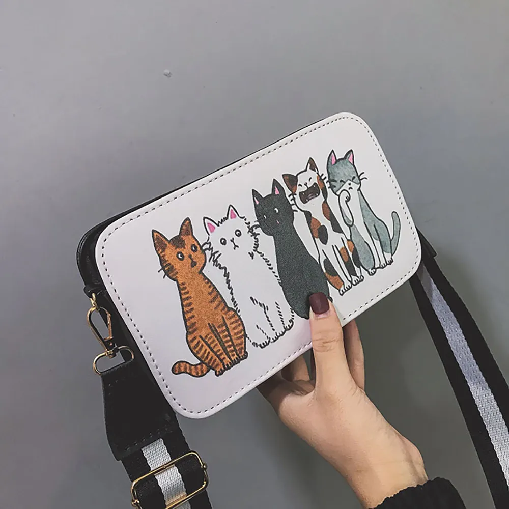 

Woman Cartoon Printing Simple Scarf Single Shoulder Diagonal PU Leather Female Bag Small Square Messenger Phone Coin Bag 10Sep26