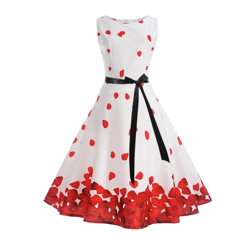 

Robe Femme Summer Dress 2019 Fashion Floral Print Sleeveless Vintage Dresses 50s 60s Retro Women Party Rockabilly Dress Sundress