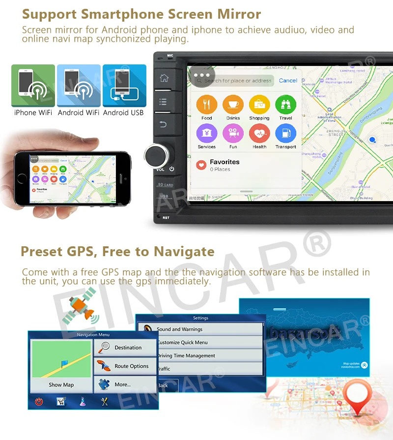Perfect 2Din 7" Android 6.0 Car GPS Navi no DVD Wifi 3G Radio RAM 1GB HeadUnit Bluetooth 1