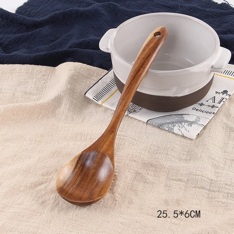 Tofok деревянная рисовая ложка большой совок для супа с длинной ручкой лопатка легкий ковш антипригарная вок-Сковорода Лопата Тернер многоразовая кухонная посуда - Цвет: Bend Spoon