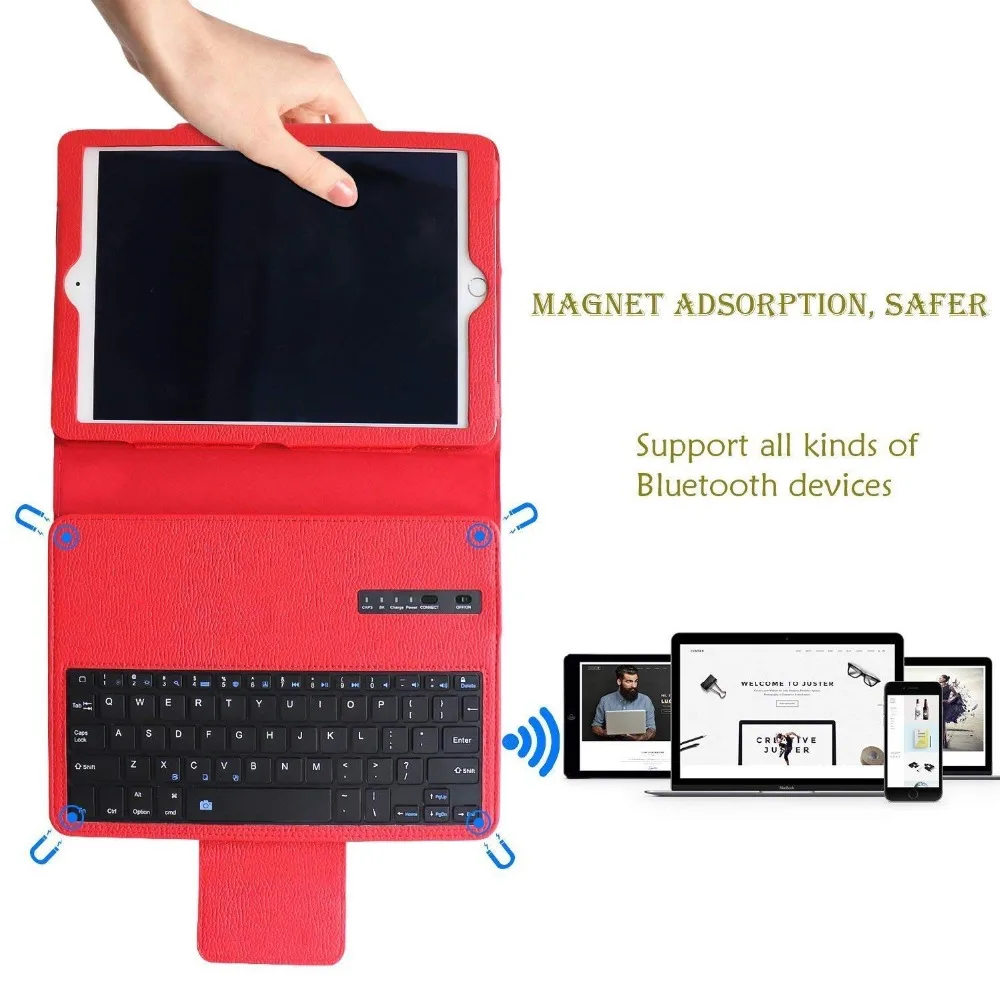 9 7 2017 2018 Съемный беспроводной Bluetooth клавиатура Folio PU кожаный чехол для iPad Air 1/2 Pro