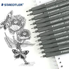 Набор из 8/12 Staedtler, файнлайнер, гелевые ручки Черный Цвет 12 размеров принадлежности для офиса и школы искусства набросок рисунок канцелярских принадлежностей