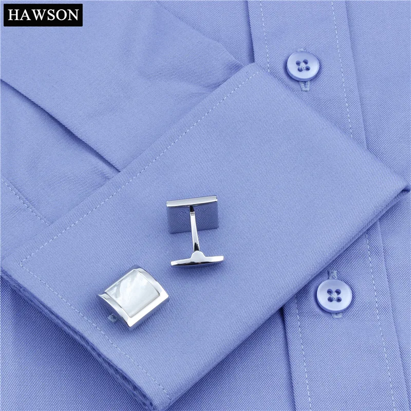 HAWSON-마더 오브 펄 커프스 단추, 패션 스퀘어 프렌치 드레스 셔츠 액세서리, 남성용 웨딩 비즈니스용 절묘한 선물