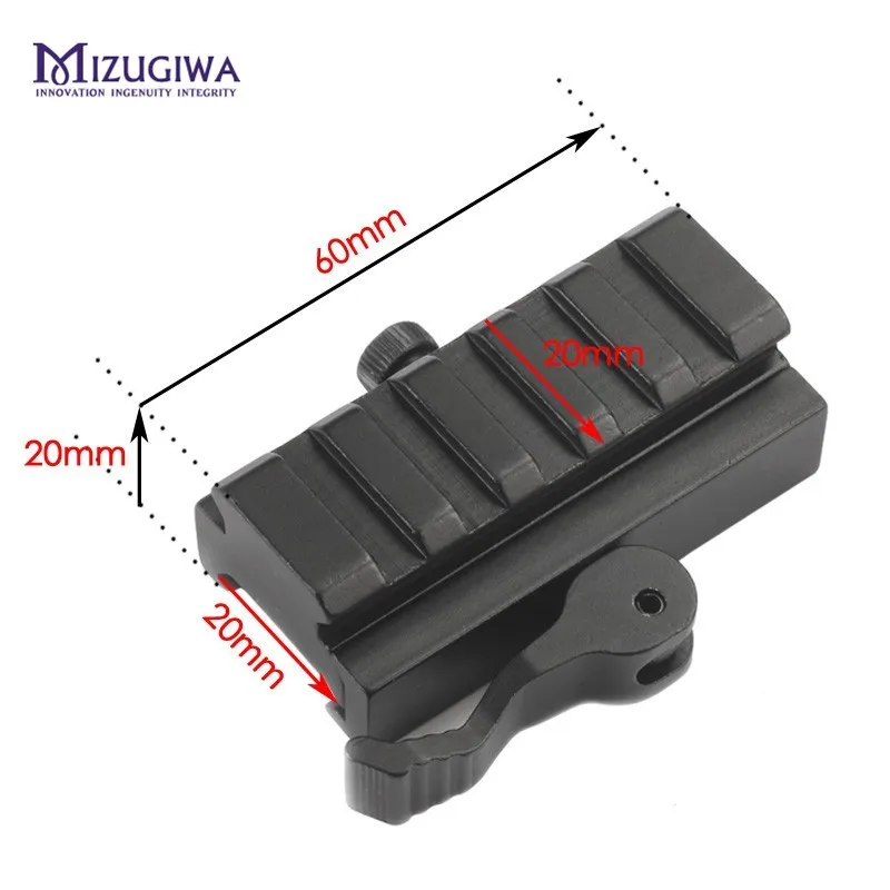 

Low Profile 5-Slot Rail Picatinny Riser Mount QD Quick Release Lever Lock For AR15 Rifle Red Dot Sight Scope Optic 1/2"Hx2.5''L